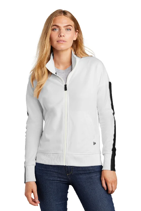 New Era Womens Full Zip Track Jacket - White/Black - Closeout