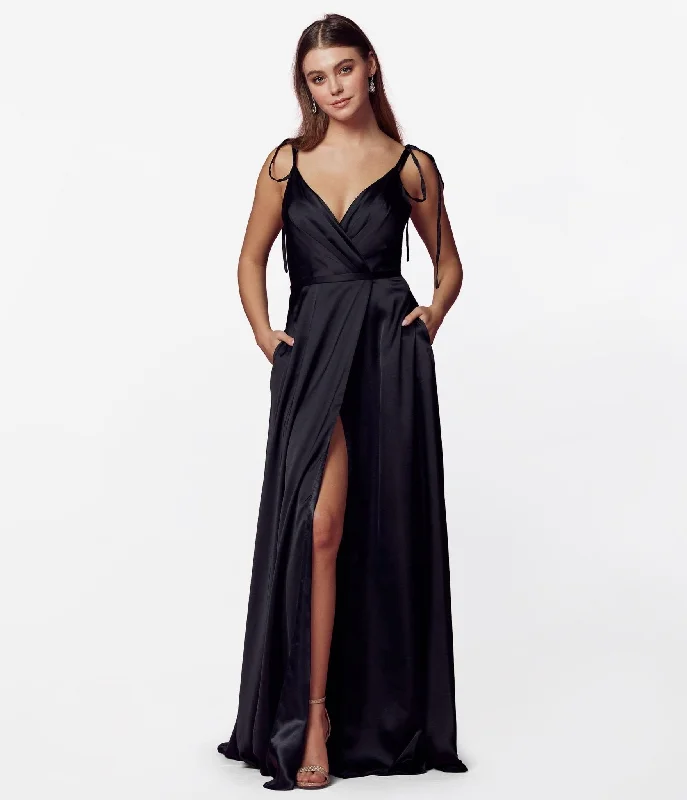 Black Liquid Satin Prom Dress