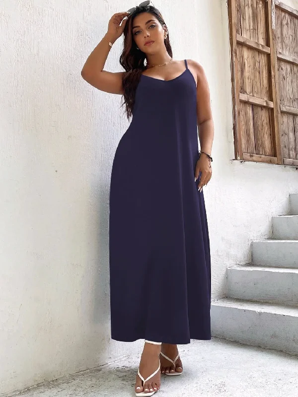 JuliaFashion-Curvy Chic Elegant Solid Loose Dresses