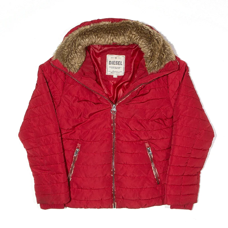 DIESEL Puffer Coat Red Womens L