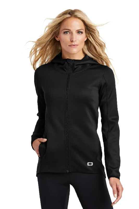 Ogio Womens Endurance Stealth Moisture Wicking Full Zip Hooded Jacket - Blacktop