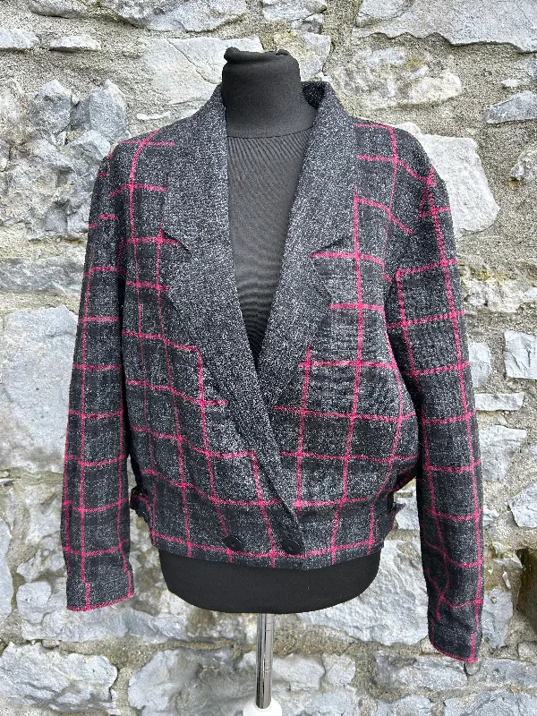 80s Grey&pink woolly jacket uk 10