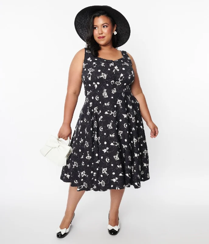 Black & White Robot Heidi Swing Dress