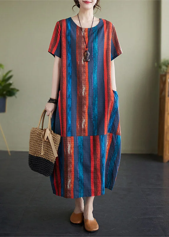 Tangerine Patchwork Loose Maxi Dress Summer