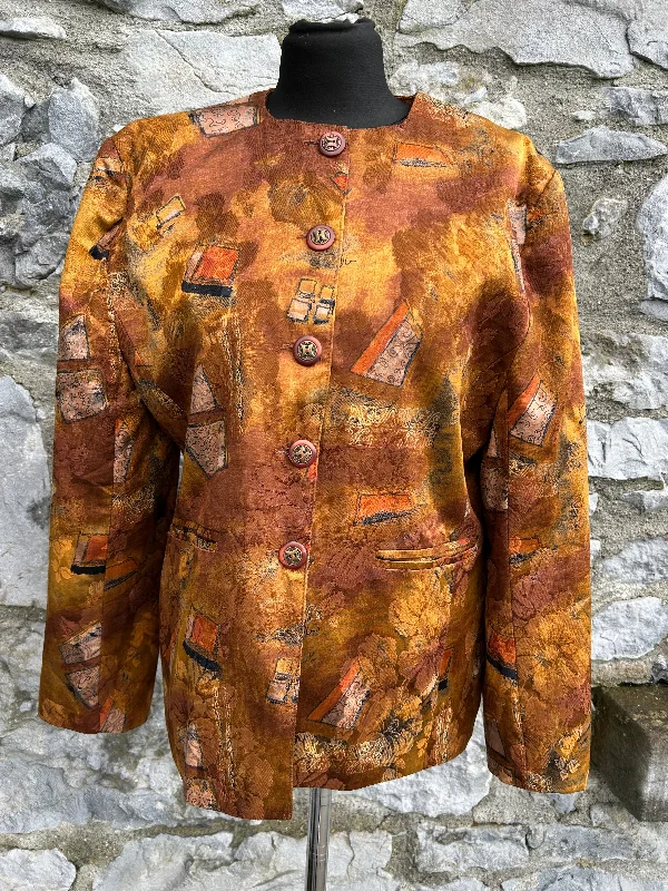 80s abstract brown jacket uk 12