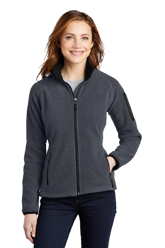 Port Authority Womens Full Zip Fleece Jacket - Battleship Grey/Black - Closeout