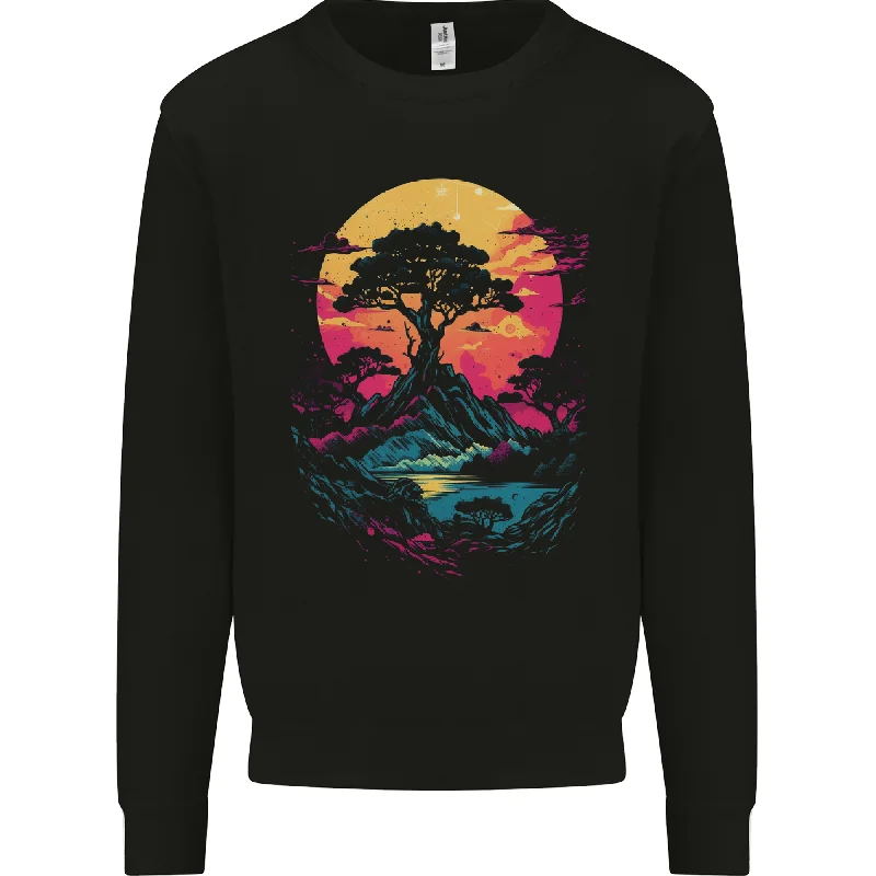 A Retrowave Landscape Outdoors Hiking Mens Sweatshirt Jumper