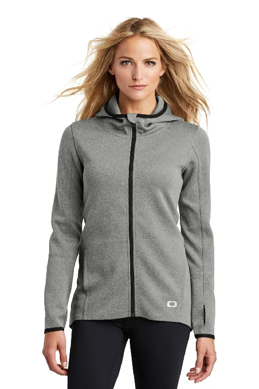 Ogio Womens Endurance Stealth Moisture Wicking Full Zip Hooded Jacket - Heather Grey