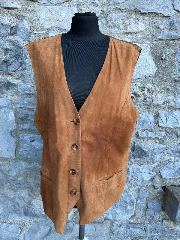 80s brown suede waistcoat Large