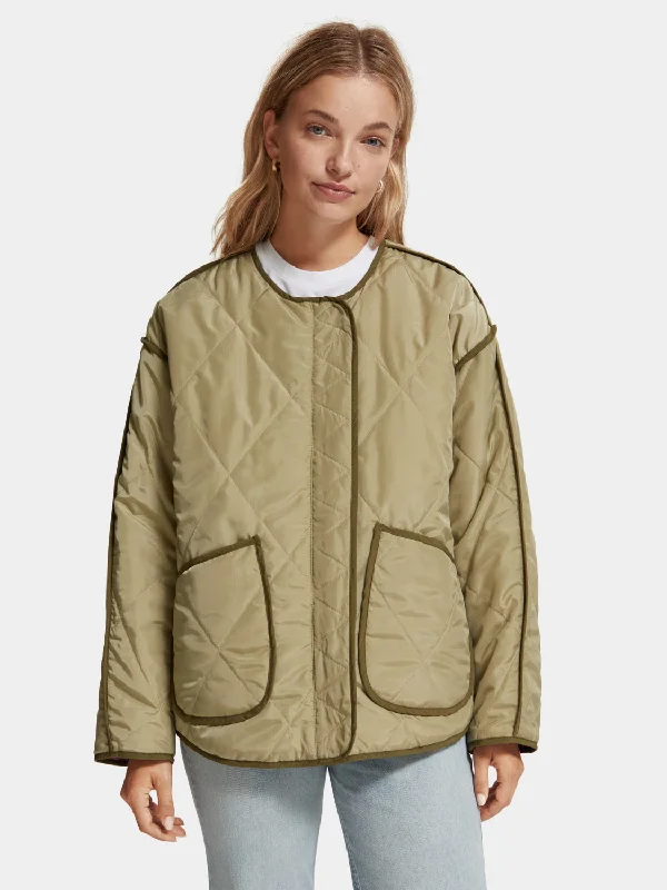 Colourblock quilted jacket