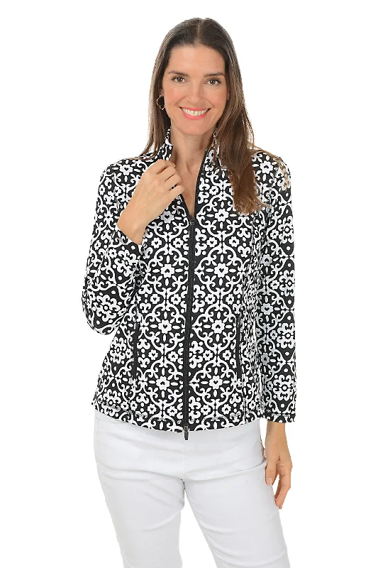 Heart Damask UPF50+ Zip Front Jacket