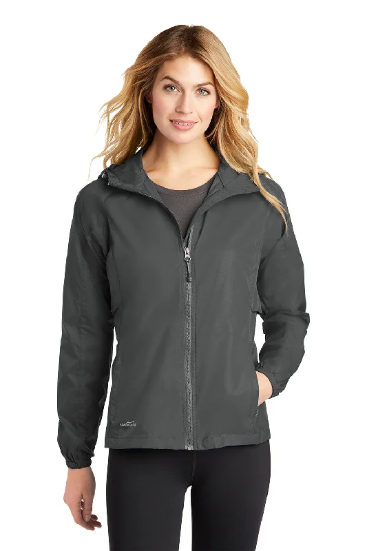 Eddie Bauer Womens Packable Wind Resistant Full Zip Hooded Jacket - Steel Grey