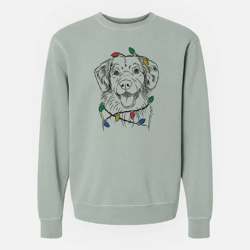 Christmas Lights Weston the Nova Scotia Duck Tolling Retriever - Unisex Pigment Dyed Crew Sweatshirt