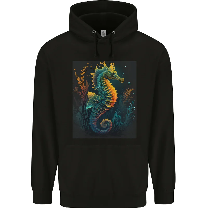 A Colourful Seahorse Mens 80% Cotton Hoodie