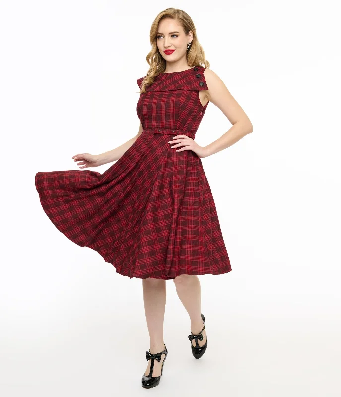 Voodoo Vixen 1950s Red Check Fit & Flare Dress