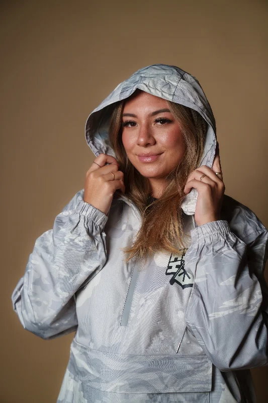 WHITE CAMO COLLAGE RAIN JACKET