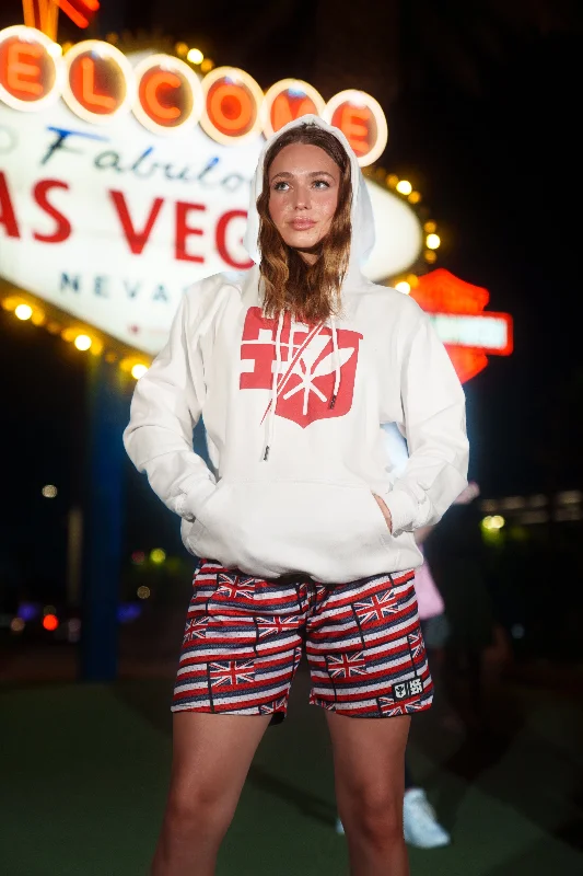 WHITE & RED SPLIT LOGO HOODIE