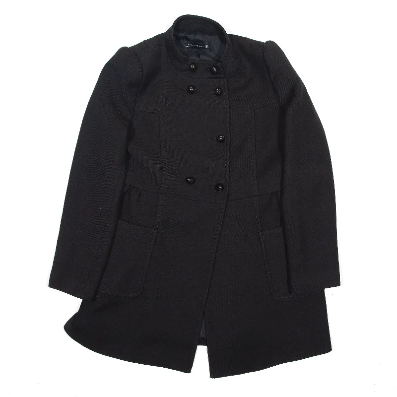 ZARA Overcoat Jacket Black Wool Womens L