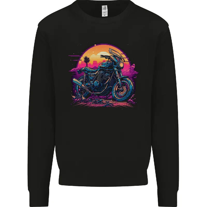 A Retrowave Motorbike Motorcycle Biker Mens Sweatshirt Jumper