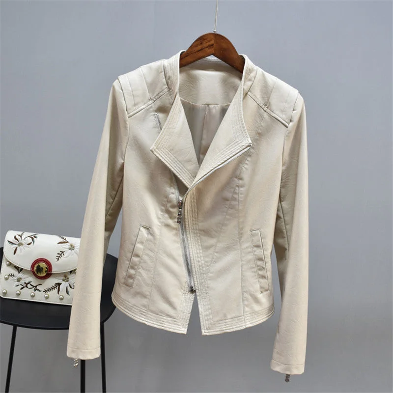 Pu Leather Slim Short Jackets