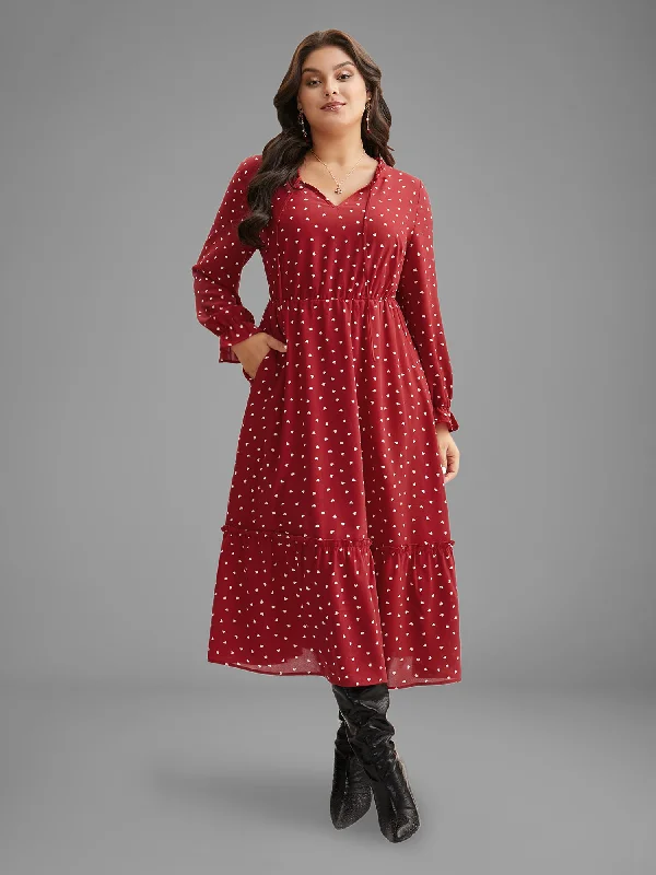 Polka Dot Tiered Hem Midi Dress