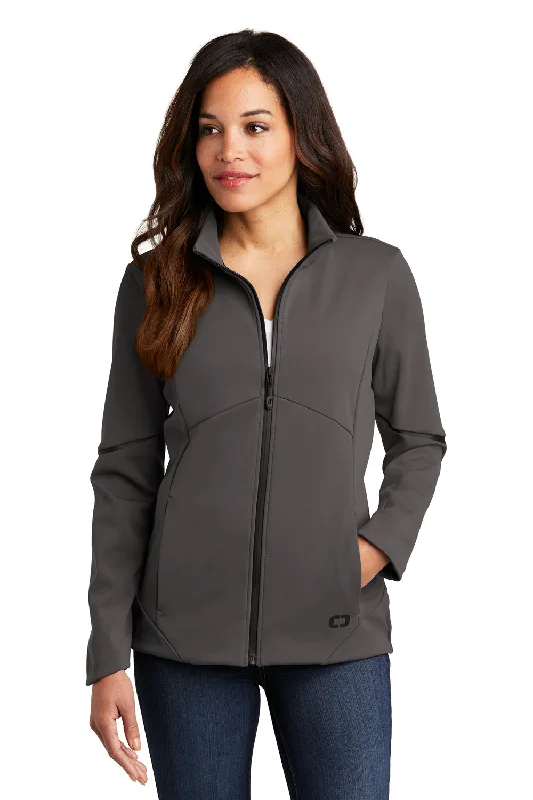 Ogio Womens Exaction Wind & Water Resistant Full Zip Jacket - Tarmac Grey - Closeout