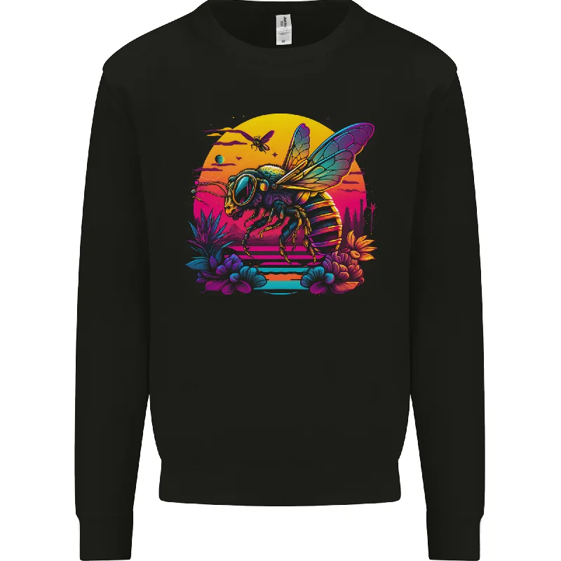 A Retrowave Bee Retro Colour Mens Sweatshirt Jumper