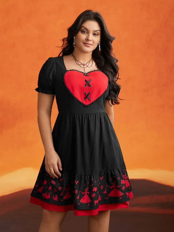 Sweet Romance Heart Motif Midi Dress