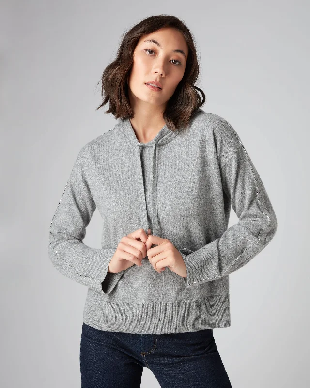 Women's Metal Sleeve Cashmere Hoodie Flannel Grey