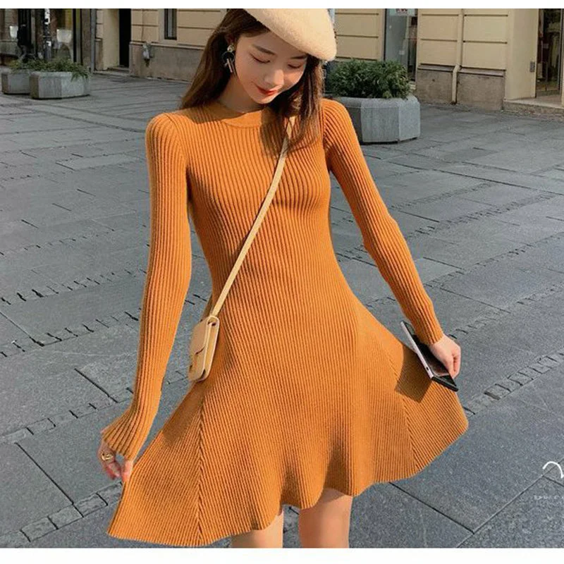 Julia Fashion - Simple Solid Knitted Dress