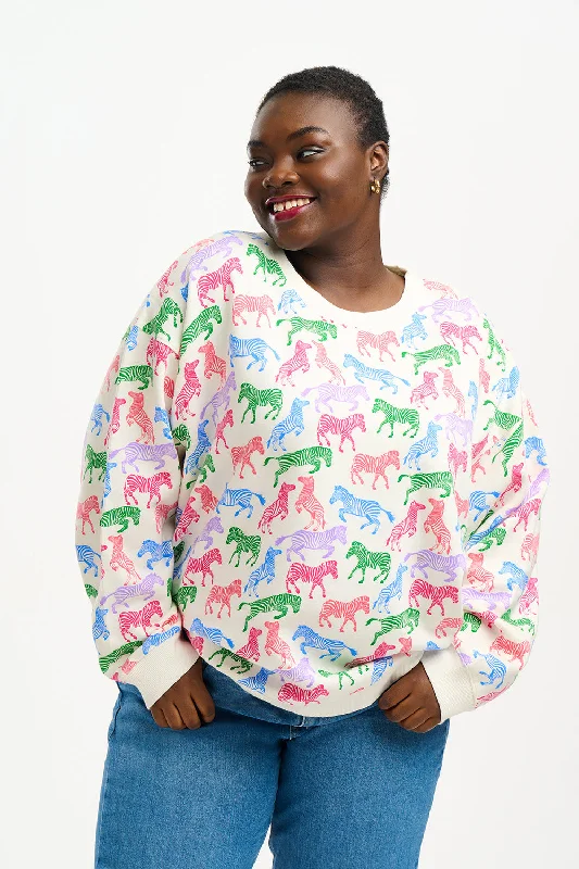 Sugarhill - Eadie Relaxed Sweatshirt - Off-White, Colourful Zebra