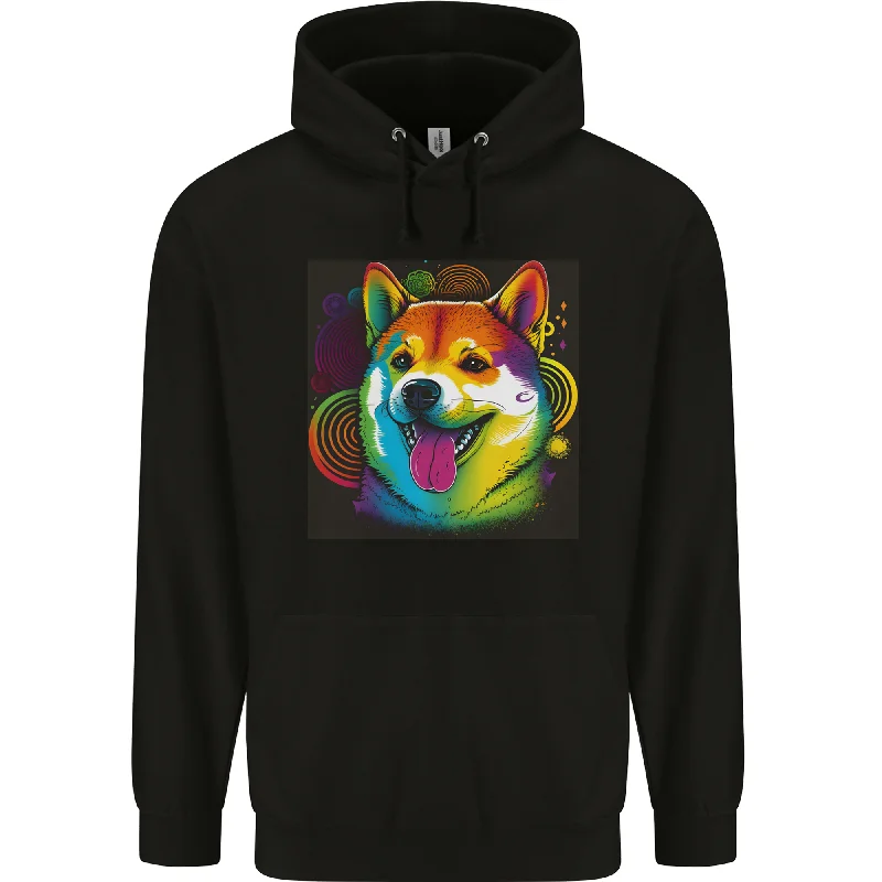 A Colourful Shiba Inu Dog Mens 80% Cotton Hoodie