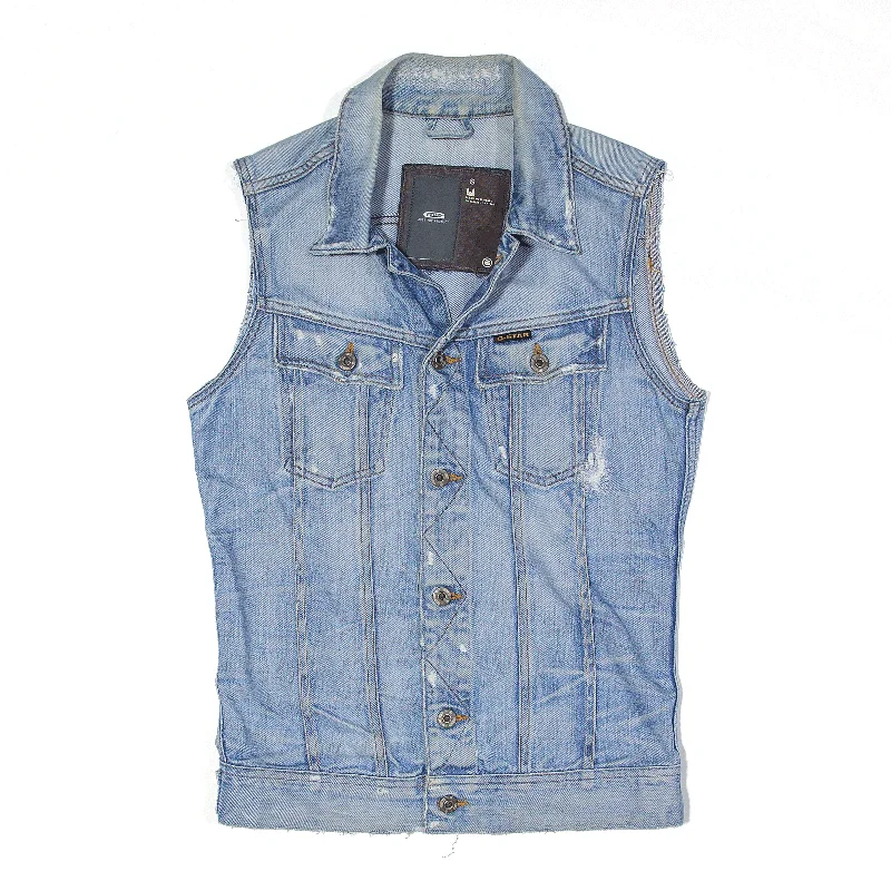 G-STAR RAW 3301 Distressed Denim Gilet Blue Womens S