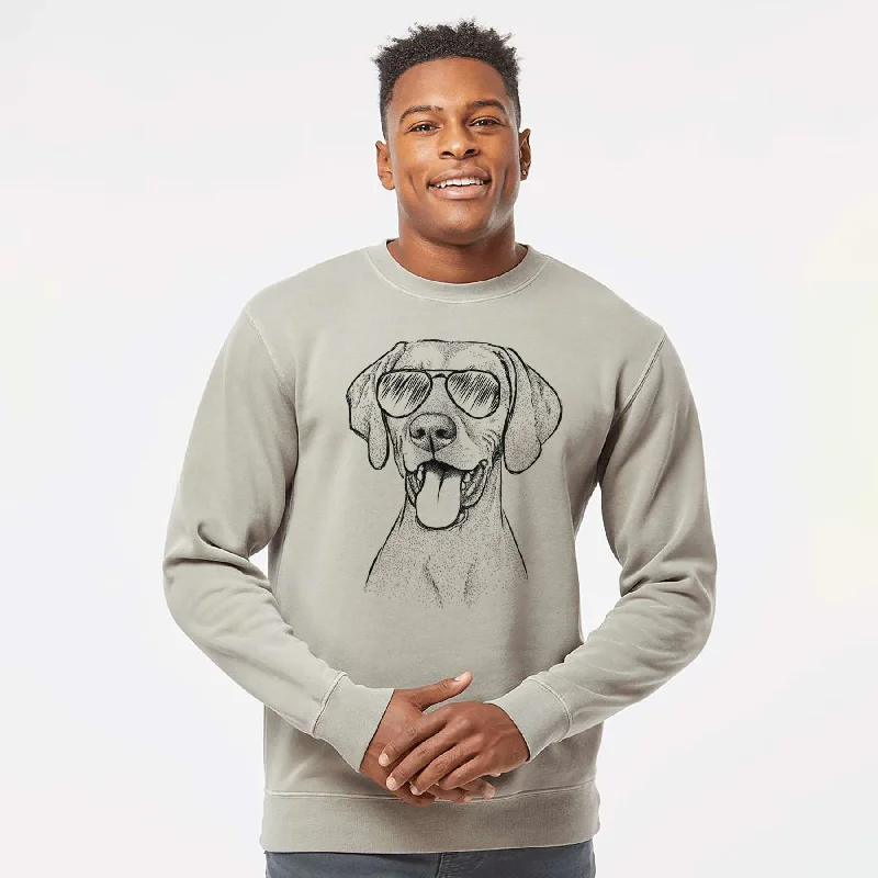 Aviator Harper the Vizsla - Unisex Pigment Dyed Crew Sweatshirt