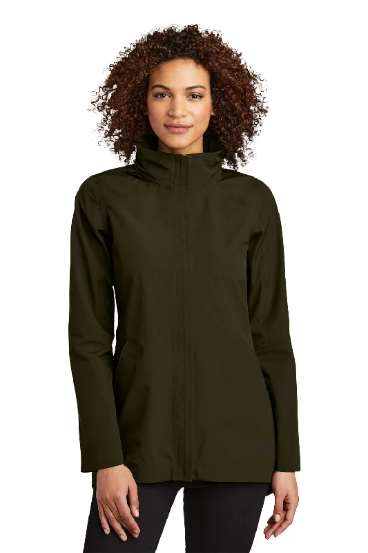 Ogio Womens Utilitarian Wind & Water Resistant Full Zip Hooded Jacket - Drive Green - Closeout