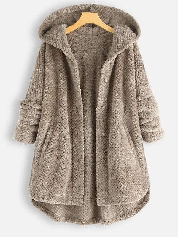 Irregular Long Sleeve Hooded Coat